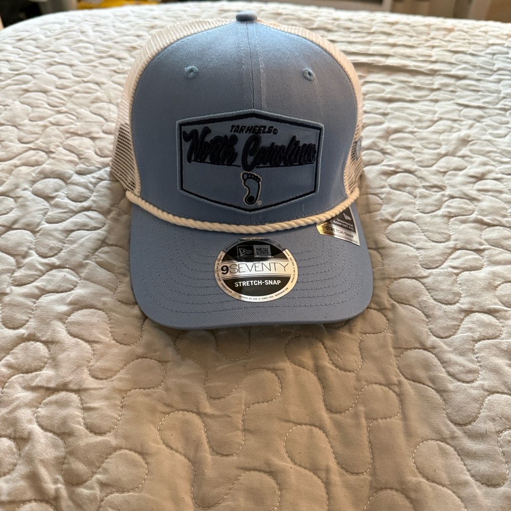 New Era Light Blue and White North Carolina Trucker Hat - Picture 1 of 3